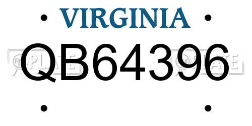 QB64396 Virginia License Plate