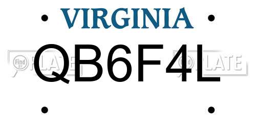 QB6F4L Virginia License Plate