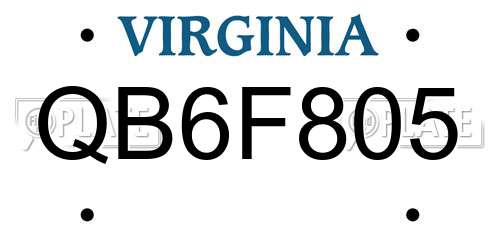 QB6F805 Virginia License Plate