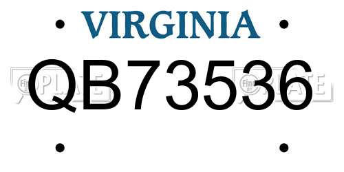 QB73536 Virginia License Plate