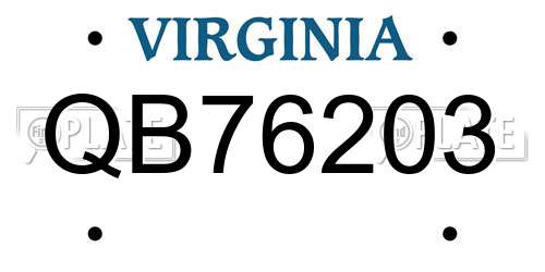 QB76203 Virginia License Plate