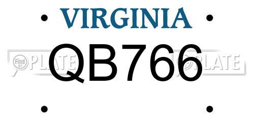 QB766 Virginia License Plate