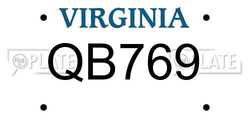 QB769 Virginia License Plate