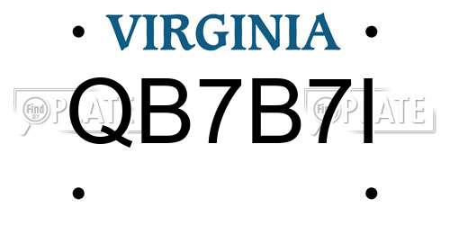 QB7B7I Virginia License Plate