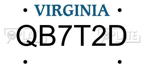 QB7T2D Virginia License Plate