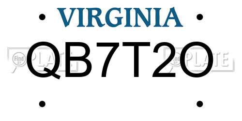 QB7T2O Virginia License Plate