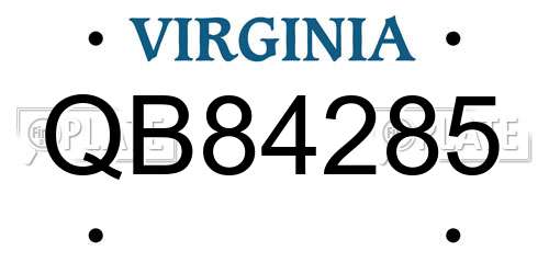 QB84285 Virginia License Plate