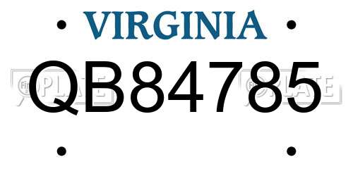 QB84785 Virginia License Plate