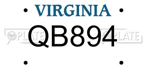 QB894 Virginia License Plate