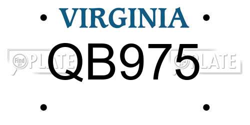 QB975 Virginia License Plate