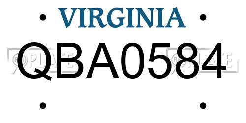 QBA0584 Virginia License Plate