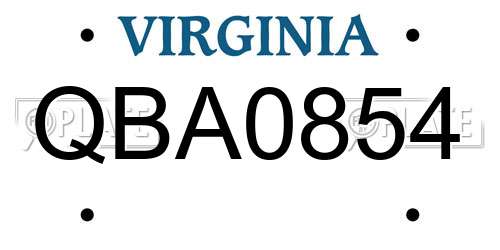 QBA0854 Virginia License Plate