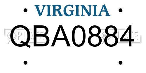 QBA0884 Virginia License Plate