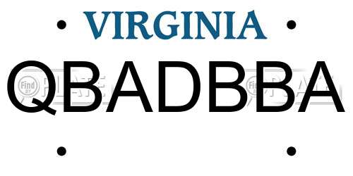 QBADBBA Virginia License Plate