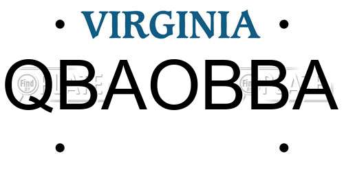 QBAOBBA Virginia License Plate