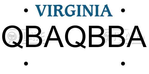 QBAQBBA Virginia License Plate