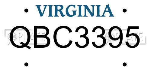 QBC3395 Virginia License Plate