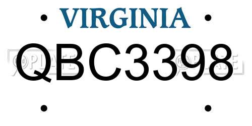 QBC3398 Virginia License Plate