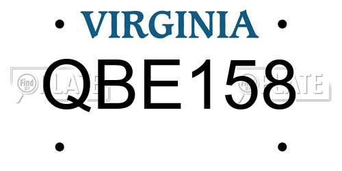 QBE158 Virginia License Plate
