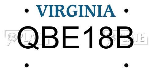 QBE18B Virginia License Plate
