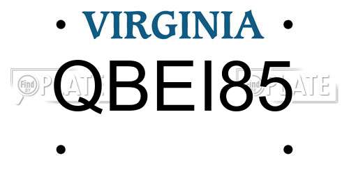 QBEI85 Virginia License Plate