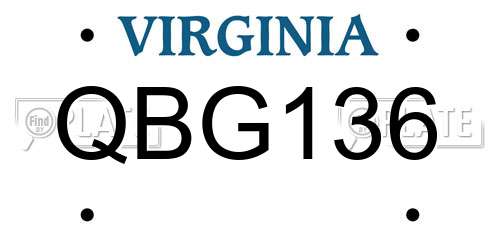QBG136 Virginia License Plate