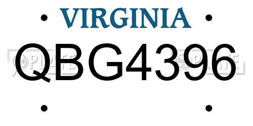 QBG4396 Virginia License Plate