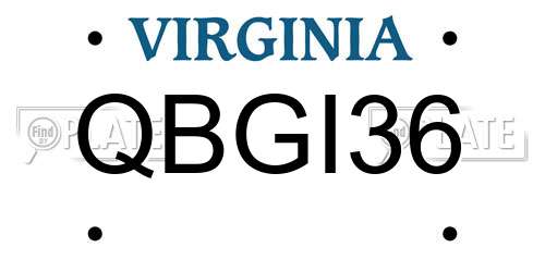 QBGI36 Virginia License Plate