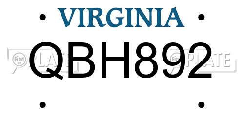 QBH892 Virginia License Plate