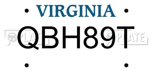QBH89T Virginia License Plate