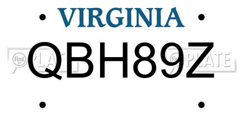 QBH89Z Virginia License Plate