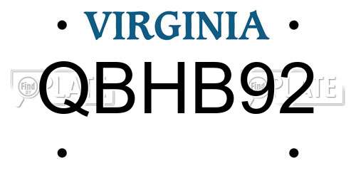 QBHB92 Virginia License Plate