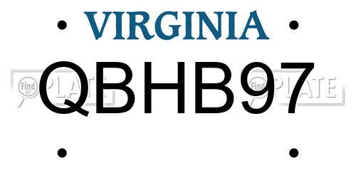QBHB97 Virginia License Plate