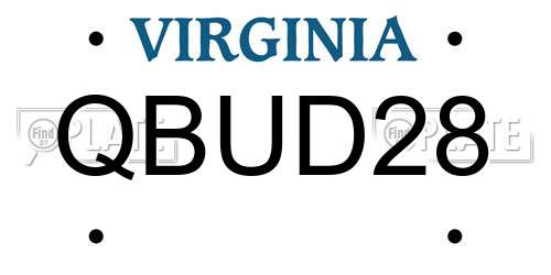 QBUD28 Virginia License Plate