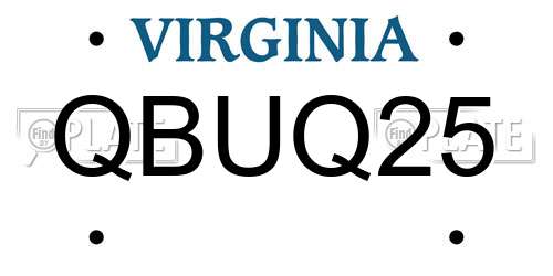 QBUQ25 Virginia License Plate
