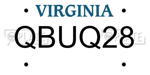 QBUQ28 Virginia License Plate