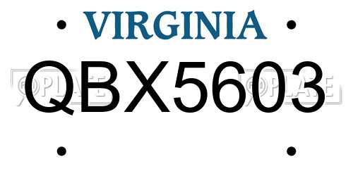 QBX5603 Virginia License Plate