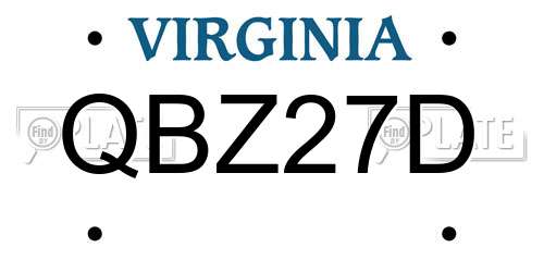 QBZ27D Virginia License Plate