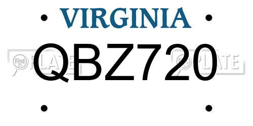 QBZ720 Virginia License Plate