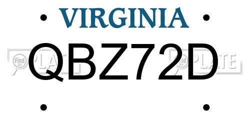 QBZ72D Virginia License Plate
