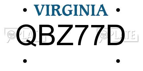 QBZ77D Virginia License Plate