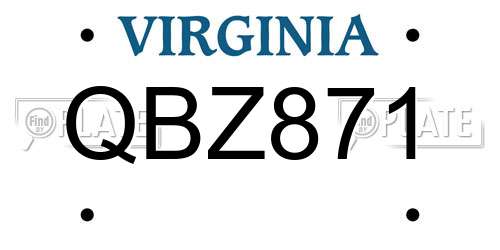 QBZ871 Virginia License Plate