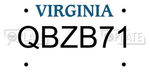 QBZB71 Virginia License Plate