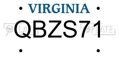 QBZS71 Virginia License Plate