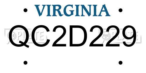 QC2D229 Virginia License Plate