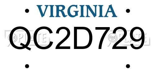 QC2D729 Virginia License Plate
