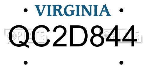 QC2D844 Virginia License Plate