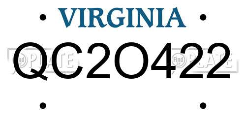 QC2O422 Virginia License Plate
