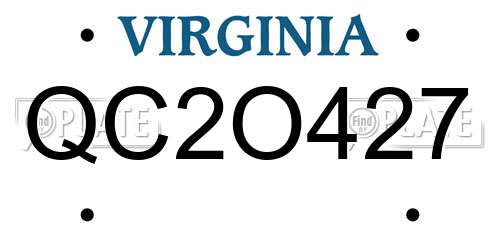 QC2O427 Virginia License Plate