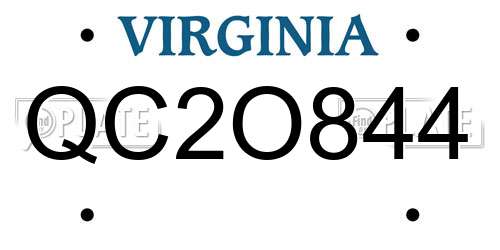 QC2O844 Virginia License Plate